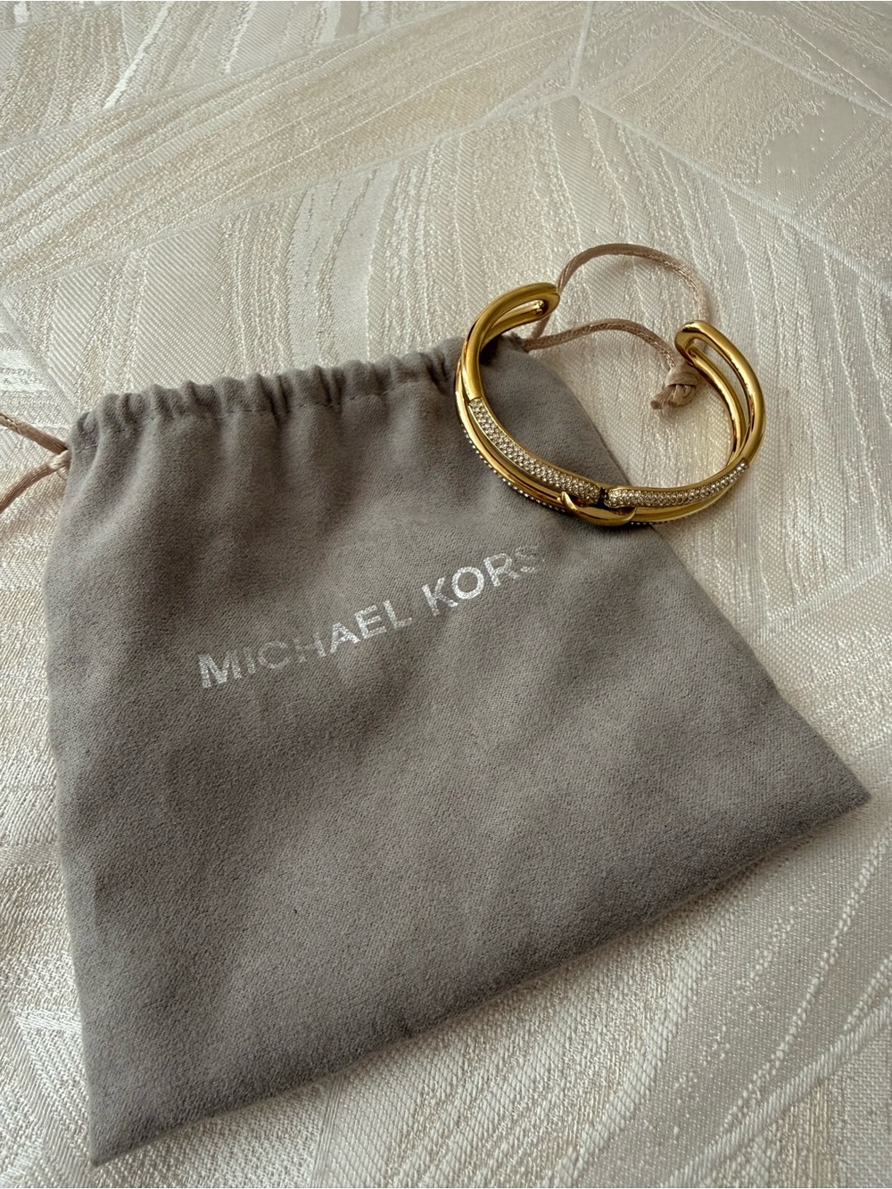 Michael Kors Gold Crystal-Accented Open Cuff Bracelet